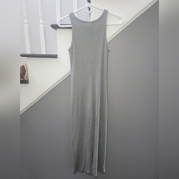 Quince Grey Tencel Rib Knit Sleeveless Midi Dress Stretchy Comfy Size Small - Picture 3 of 5